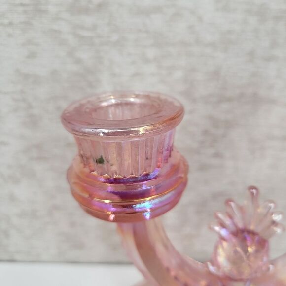 Fenton Pineapple Candlestick Double Pink Glass Candle Holder Vintage Candelabra - Picture 5 of 12